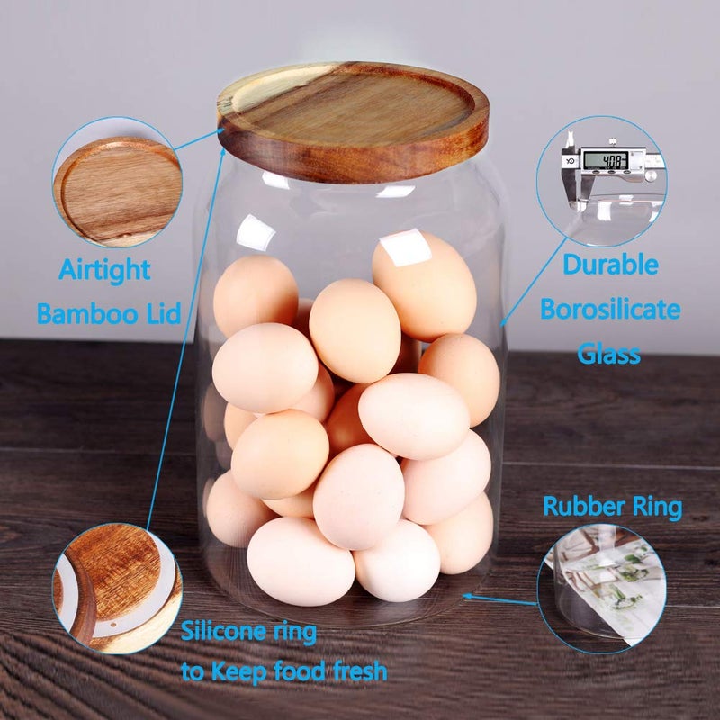 SAIOOL Egg Jar,kitchen canisterï¼Œ 1 Gallon Large Glass Food Storage Jars with Airtight Lid, Clear - Image 3